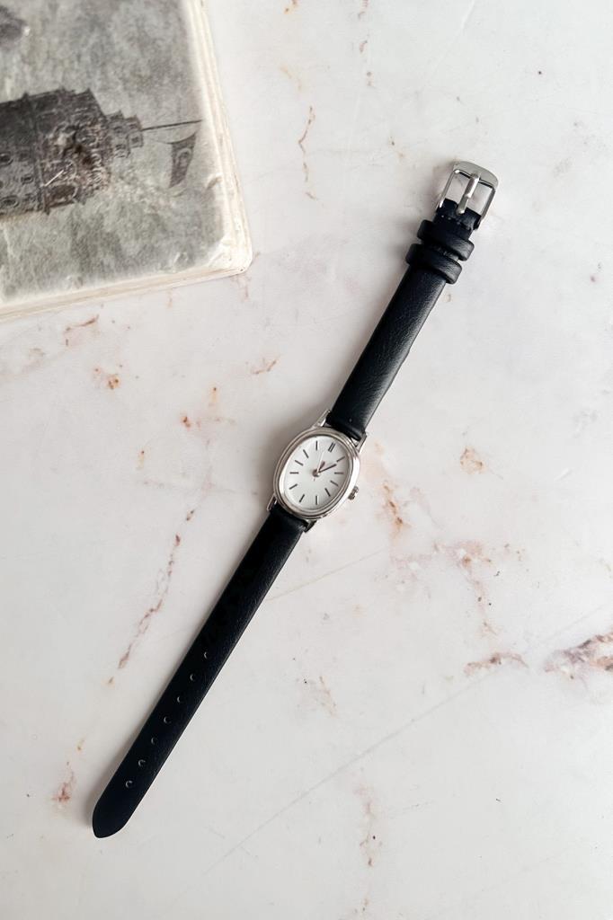 Iris Grey Case Black Strap Women's Watch 