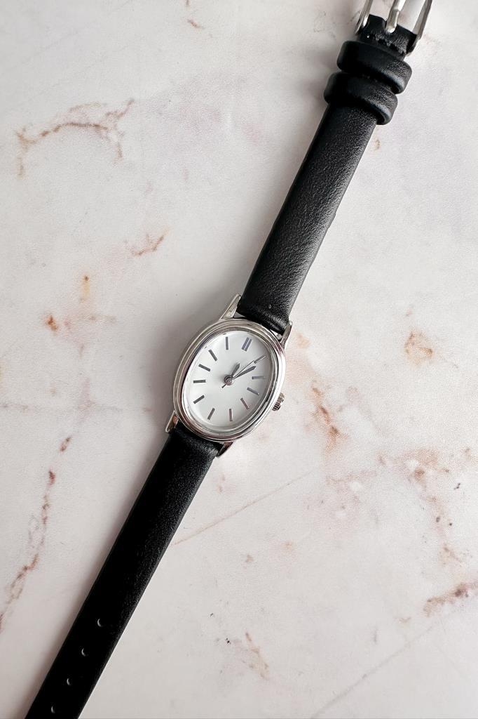 Iris Grey Case Black Strap Women's Watch 