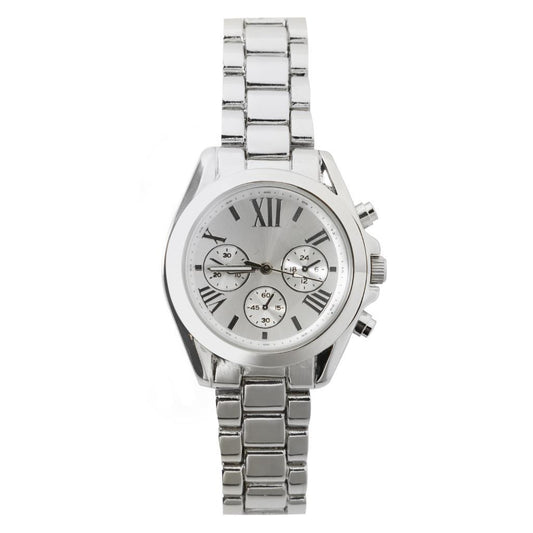 Metal Full Silver Women's Wristwatch with Dial Design