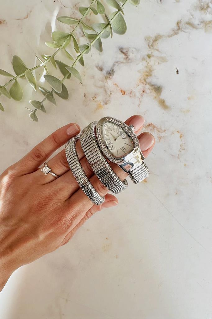 Kora Taşlı Yılan Model Kadın Kol Saati