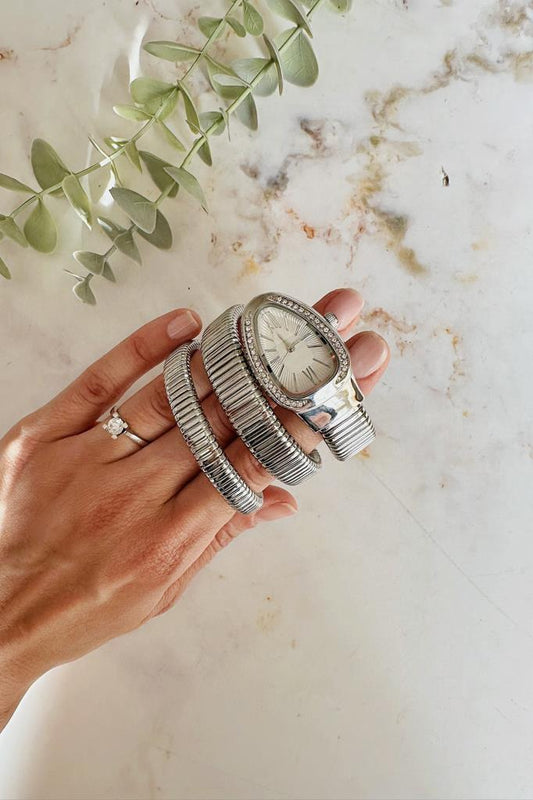 Kora Taşlı Yılan Model Kadın Kol Saati