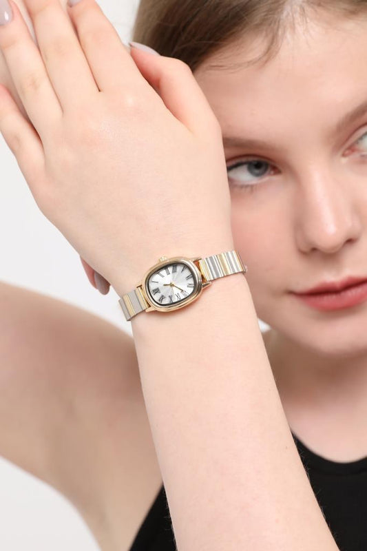 Lilith Roman Numeral Silver Dial Gold-Silver Strap Women's Wristwatch