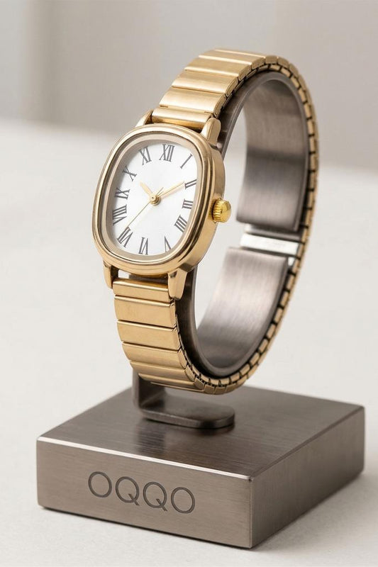 Lilith Roman Numeral Silver Dial Gold Strap Women's Wristwatch