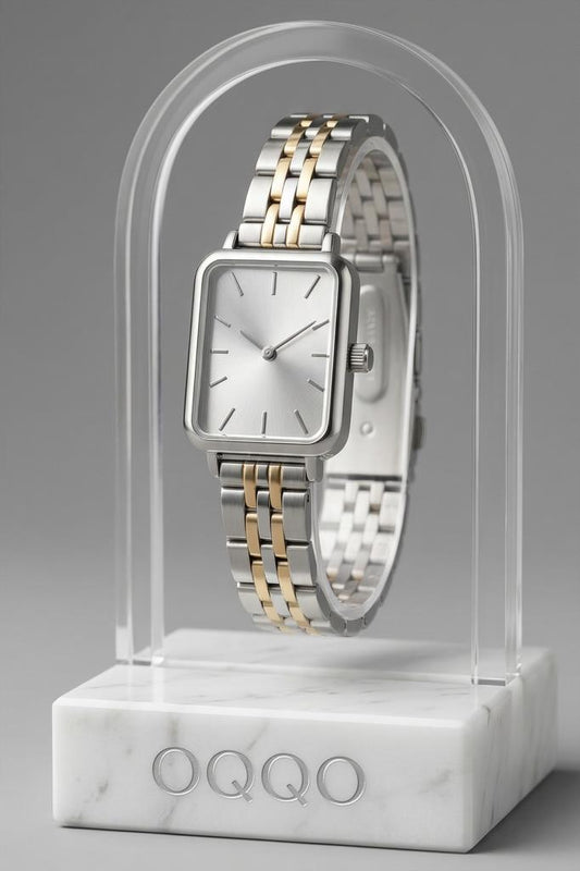 Luna Silver Dial Gold Silver Strap Women's Wristwatch