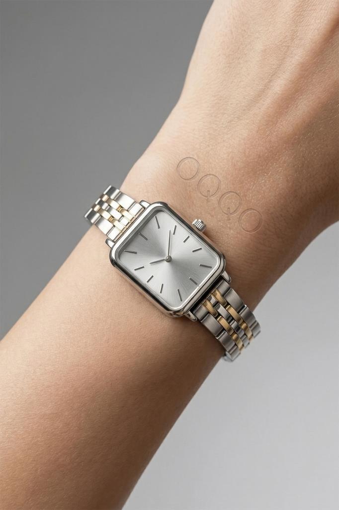 Luna Silver Dial Gold Silver Strap Women's Wristwatch