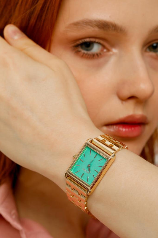 Maria Green Dial Gold Band Women's Wristwatch