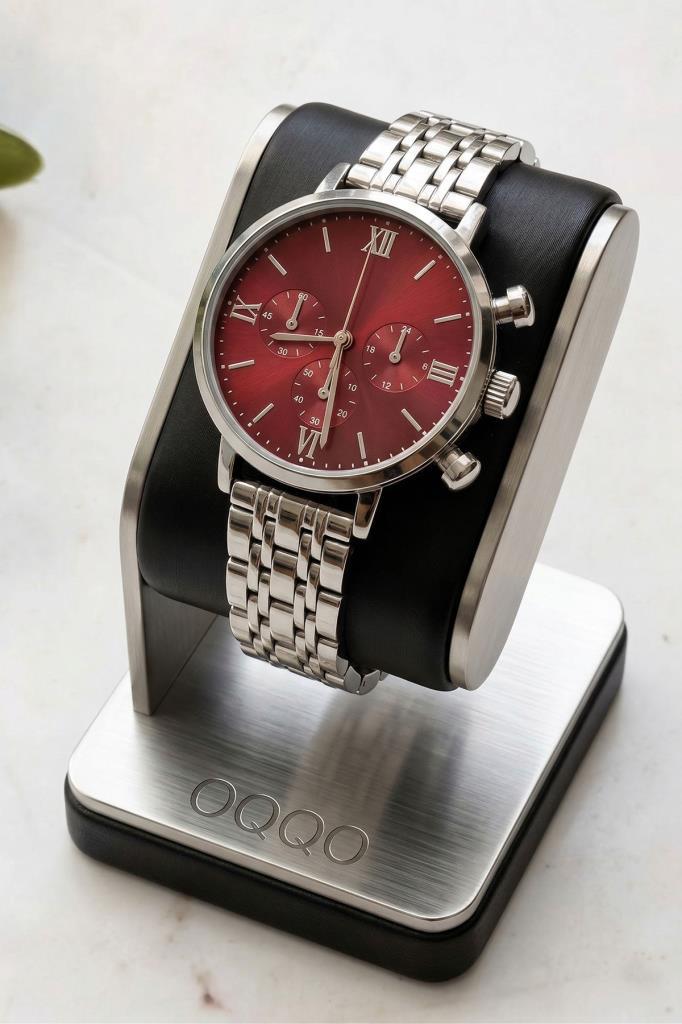 Massa Women's Watch with Grey Strap and Burgundy Dial