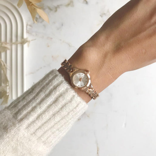 Melia Rose Cord White Dial Women's Wristwatch