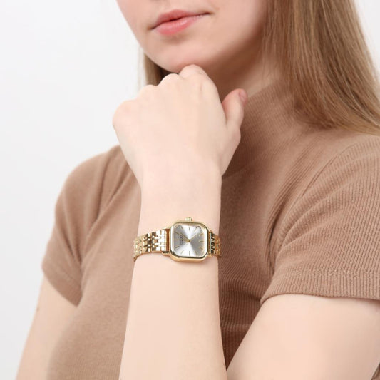 Melian Silver Dial Gold Strap Women's Wristwatch