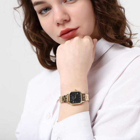 Melian Black Dial Gold Strap Women's Wristwatch