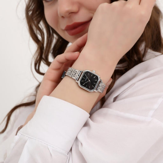 Melian Black Dial Silver Strap Women's Wristwatch