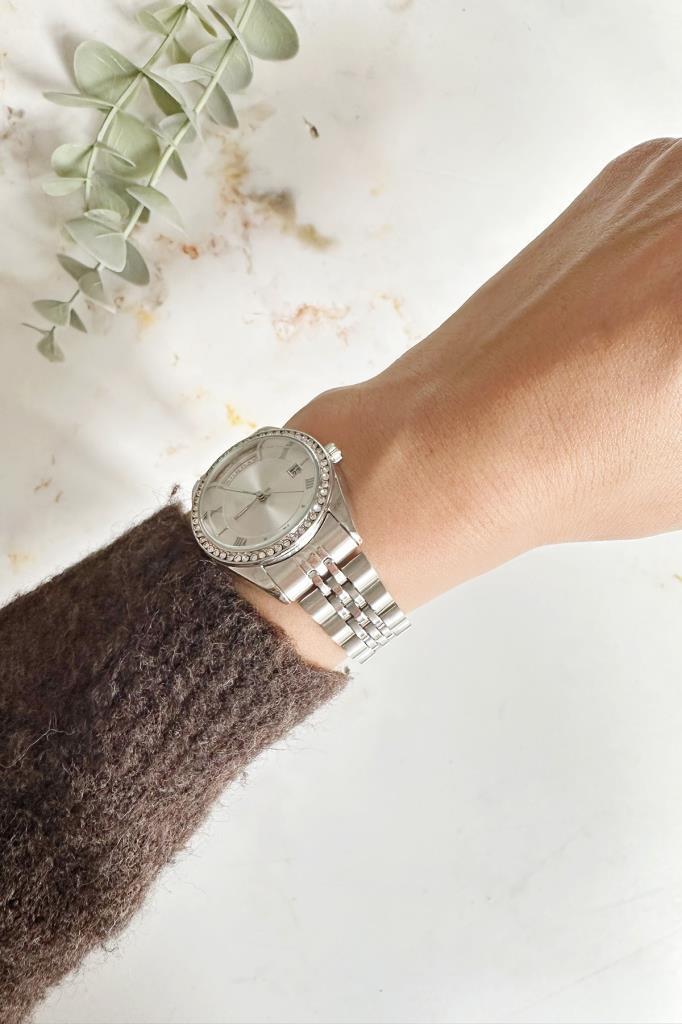 Myra Çift Tarih Göstergeli Gümüş Kadın Kol Saati