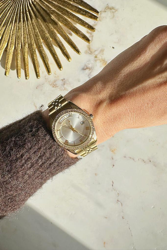 Myra Çift Tarih Göstergeli Gold Kadın Kol Saati