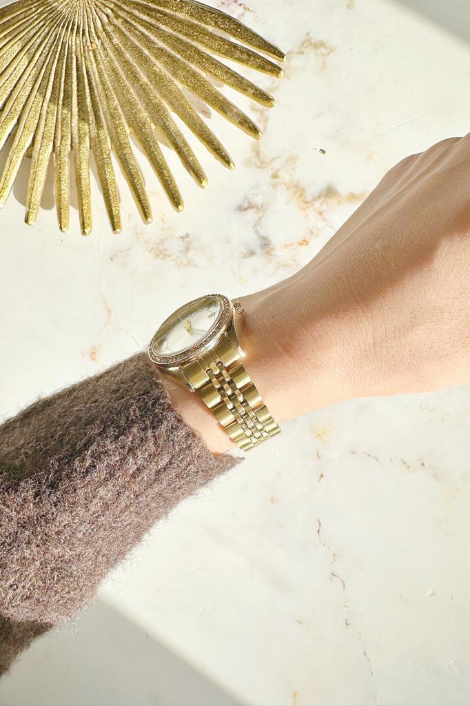 Myra Çift Tarih Göstergeli Gold Kadın Kol Saati