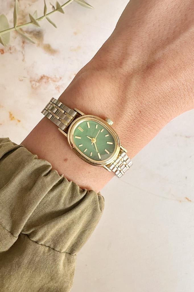 Nera Yeşil Kadran Gold Gümüş Kordon Kadın Kol Saati