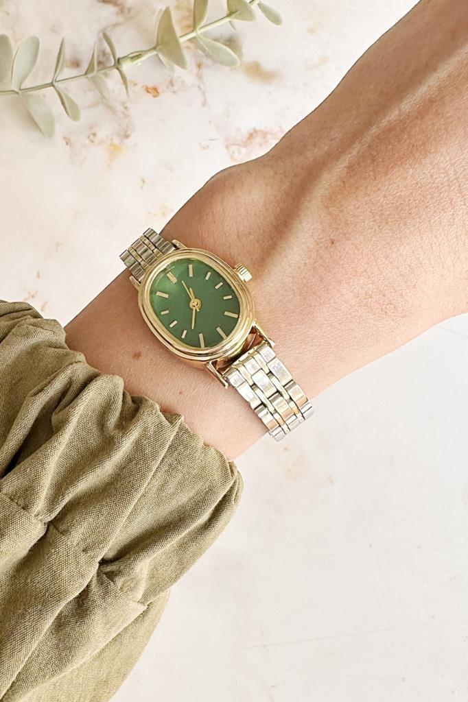 Nera Yeşil Kadran Gold Gümüş Kordon Kadın Kol Saati