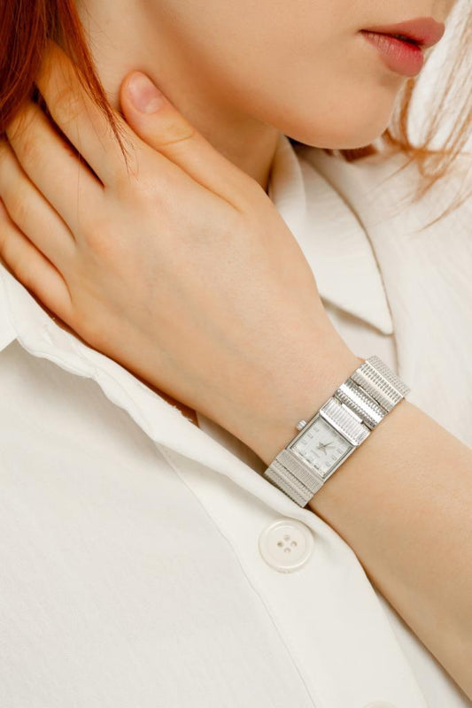 Noi White Dial Silver Strap Women's Wristwatch