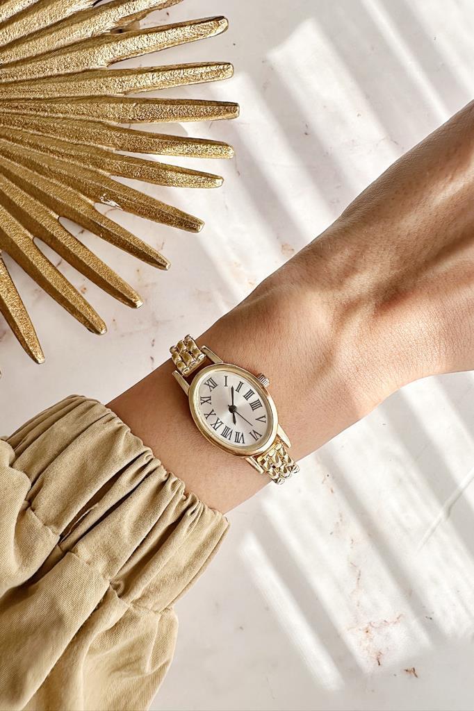 Nysa Gri Kadran Gold Kordon Kadın Kol Saati