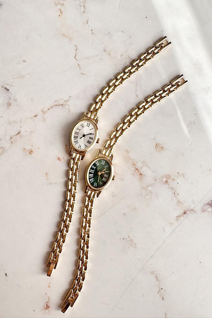 Nysa Green Dial Gold Strap Women's Watch 