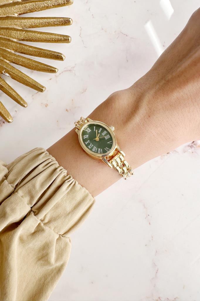 Nysa Green Dial Gold Strap Women's Watch 