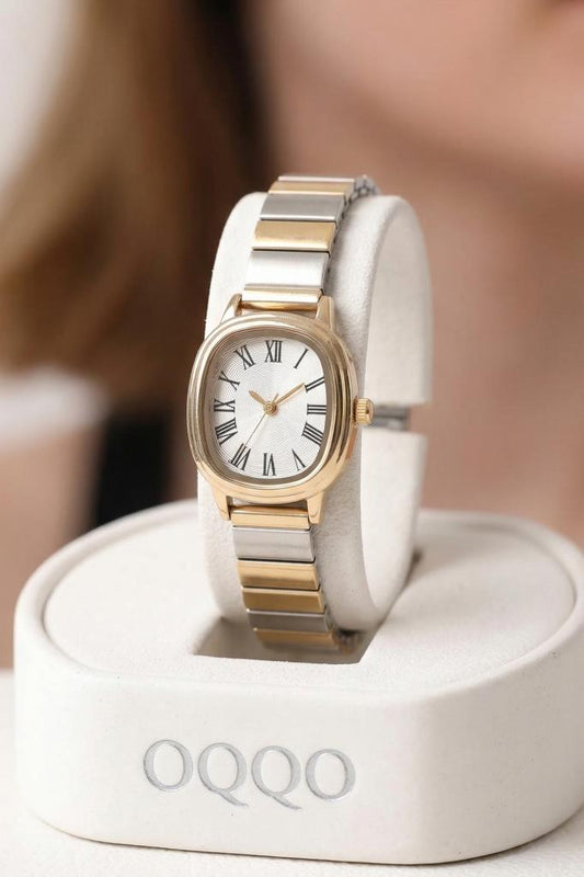OQQO Lilith Roman Numeral Silver Dial Gold-Silver Strap Women's Watch