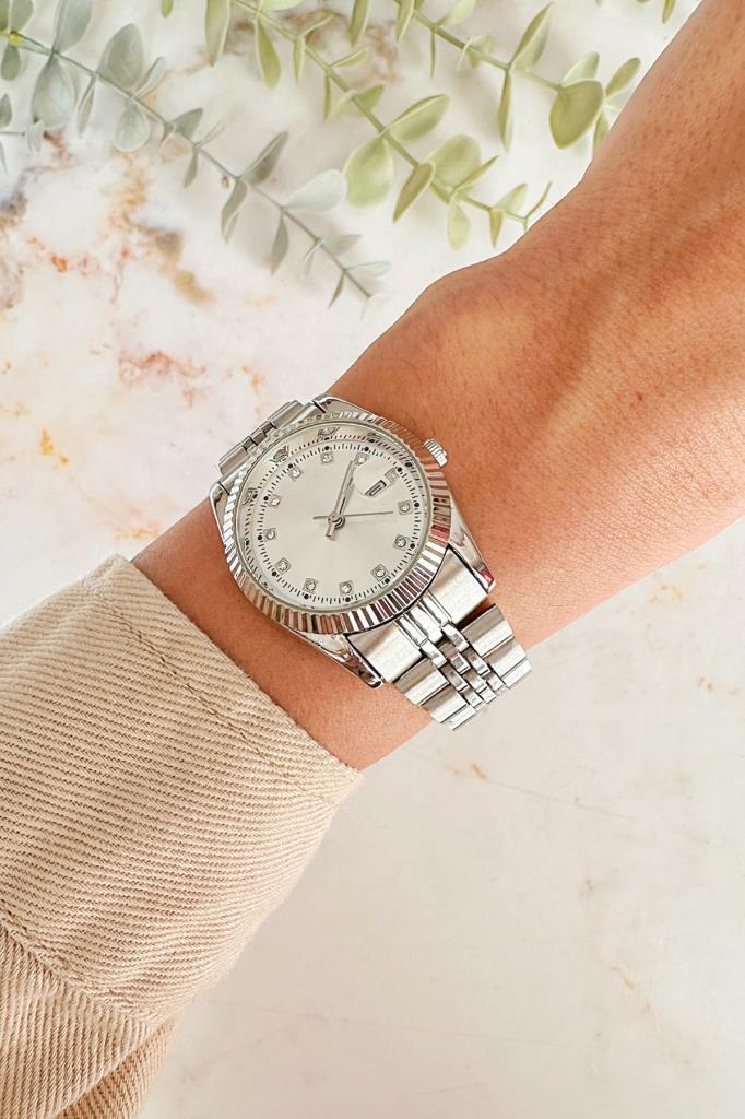 Oria Gri Takvim Detaylı Kadın Kol Saati