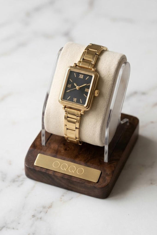 Petra Gold Strap Black Dial Women's Wristwatch 