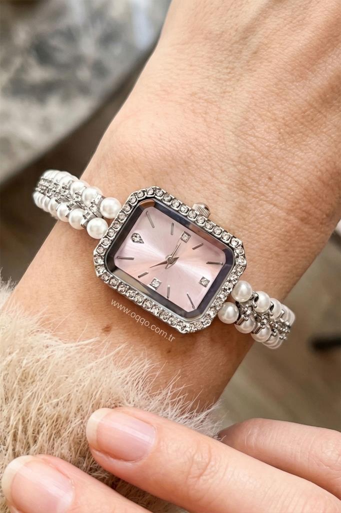 Phoebe Pink Dial Pearl Embellished Women's Watch 