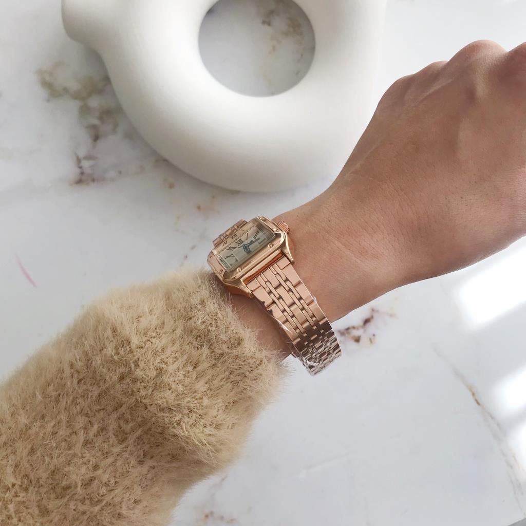 Roman Numeral Rose Case Rose Strap Women's Wristwatch