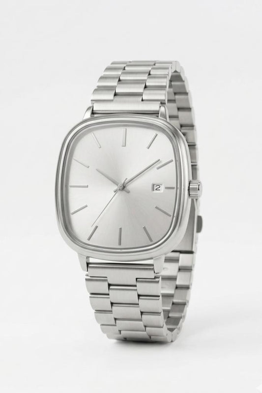 Rovena Dikdörtgen Kasa Gri Kadran Gri Kordon Erkek Kol Saati