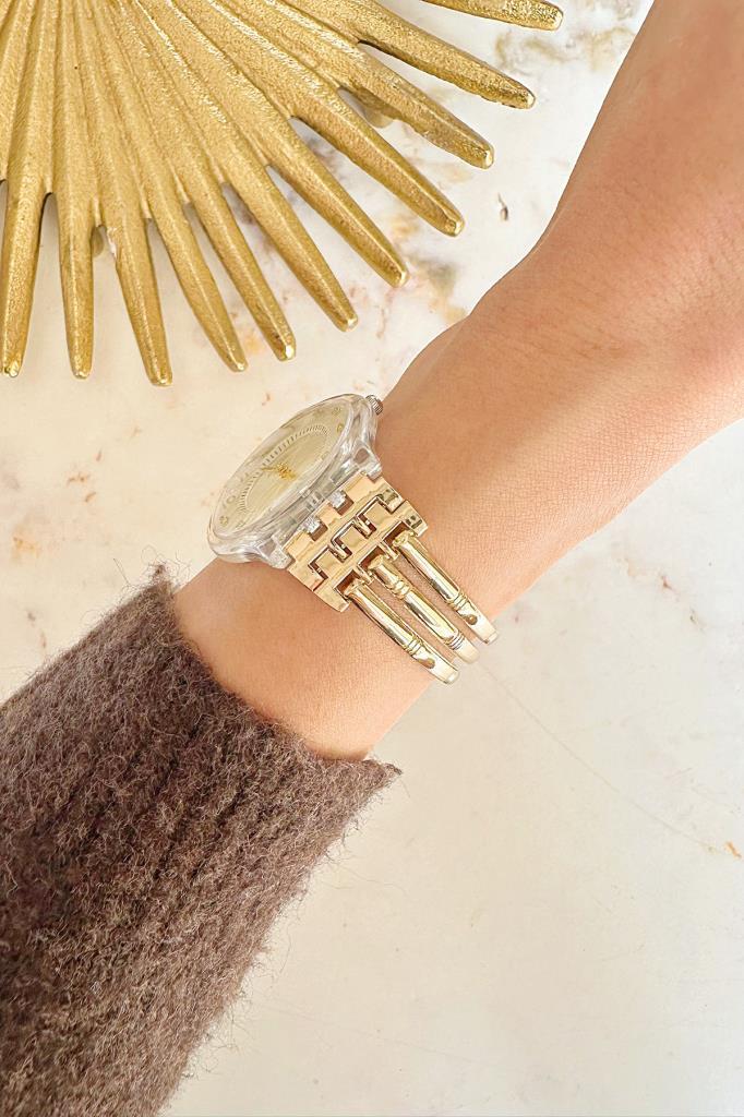 Sena Gold Şeffaf Kasa Kadın Kol Saati