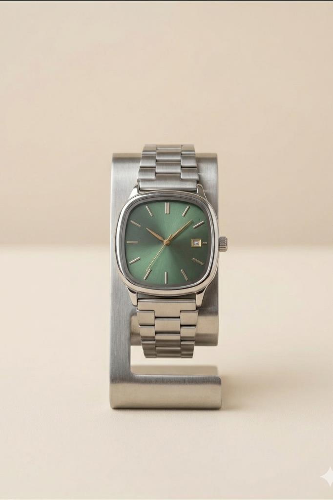 Serenya Yeşil Kadran Gri Kordon Kadın Kol Saati