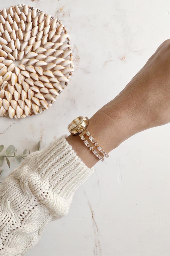 Thalos Gold Taşlı Kordon Kadın Kol Saati