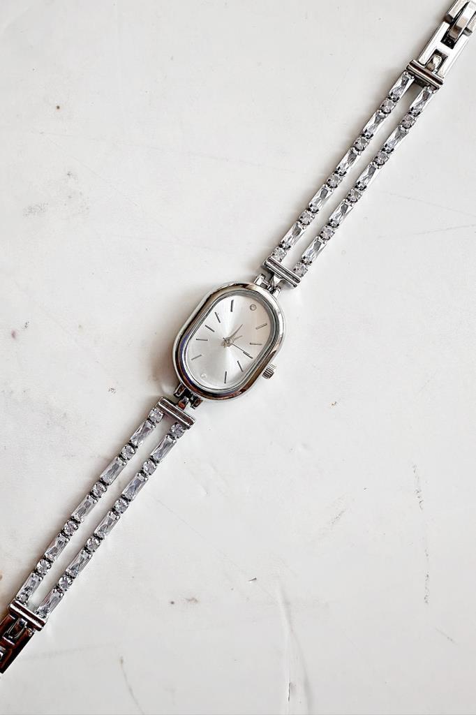 Thalos Grey Dial Grey Stone Strap Women's Watch 