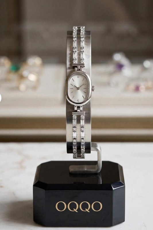 Thalos Grey Dial Grey Stone Strap Women's Watch 