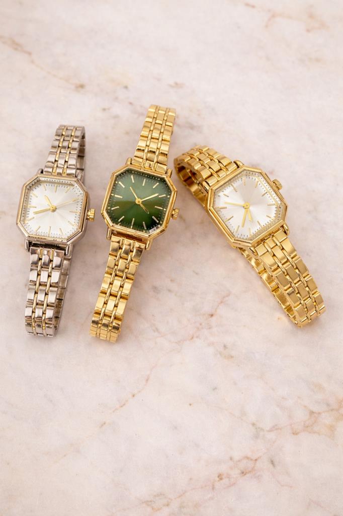 Thane Köşeli Yeşil Kadran Gold Kadın Kol Saati