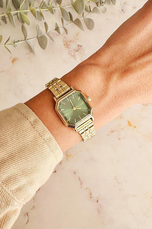 Thane Köşeli Yeşil Kadran Gold Kadın Kol Saati