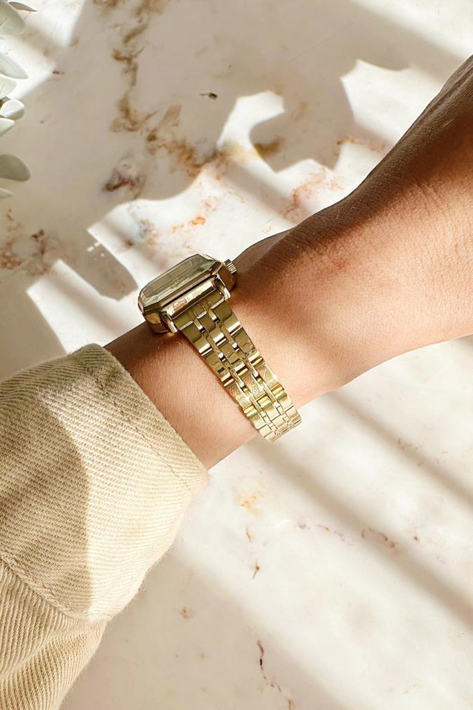 Thane Köşeli Yeşil Kadran Gold Kadın Kol Saati